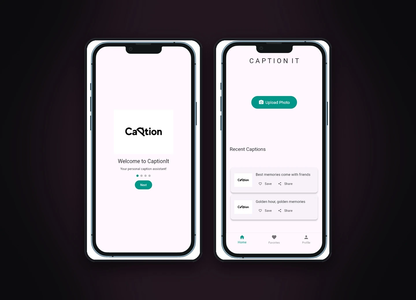 CaptionIt AI photo caption and hashtag generator mobile app