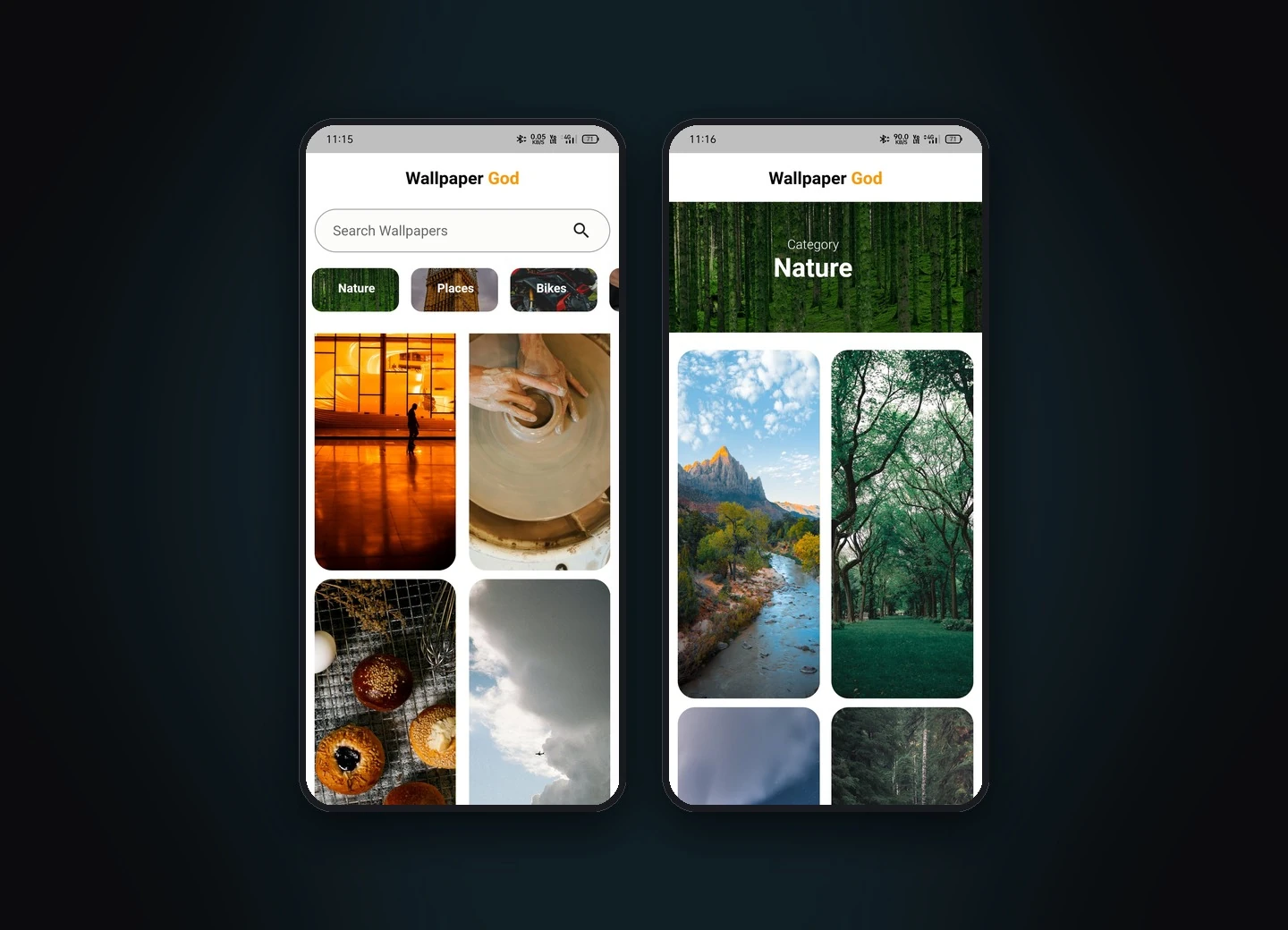 Wallter Flutter wallpaper app with curated Pexels photo gallery
